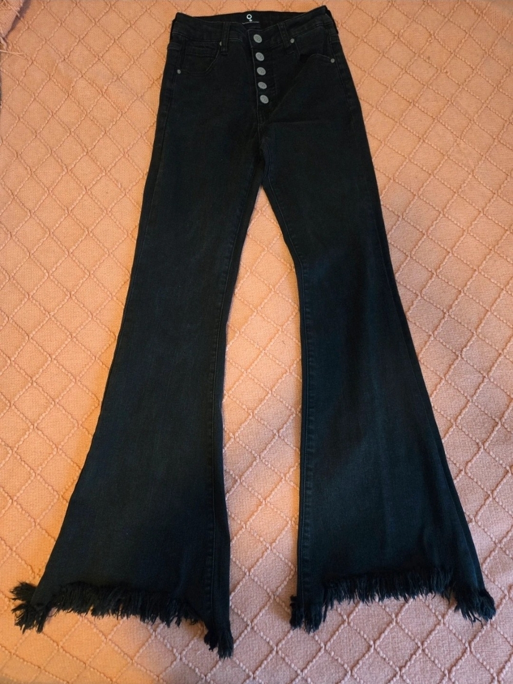 REVICE Insane Gene Black High Rise Flare Jeans Size 1 24 Raw Hem